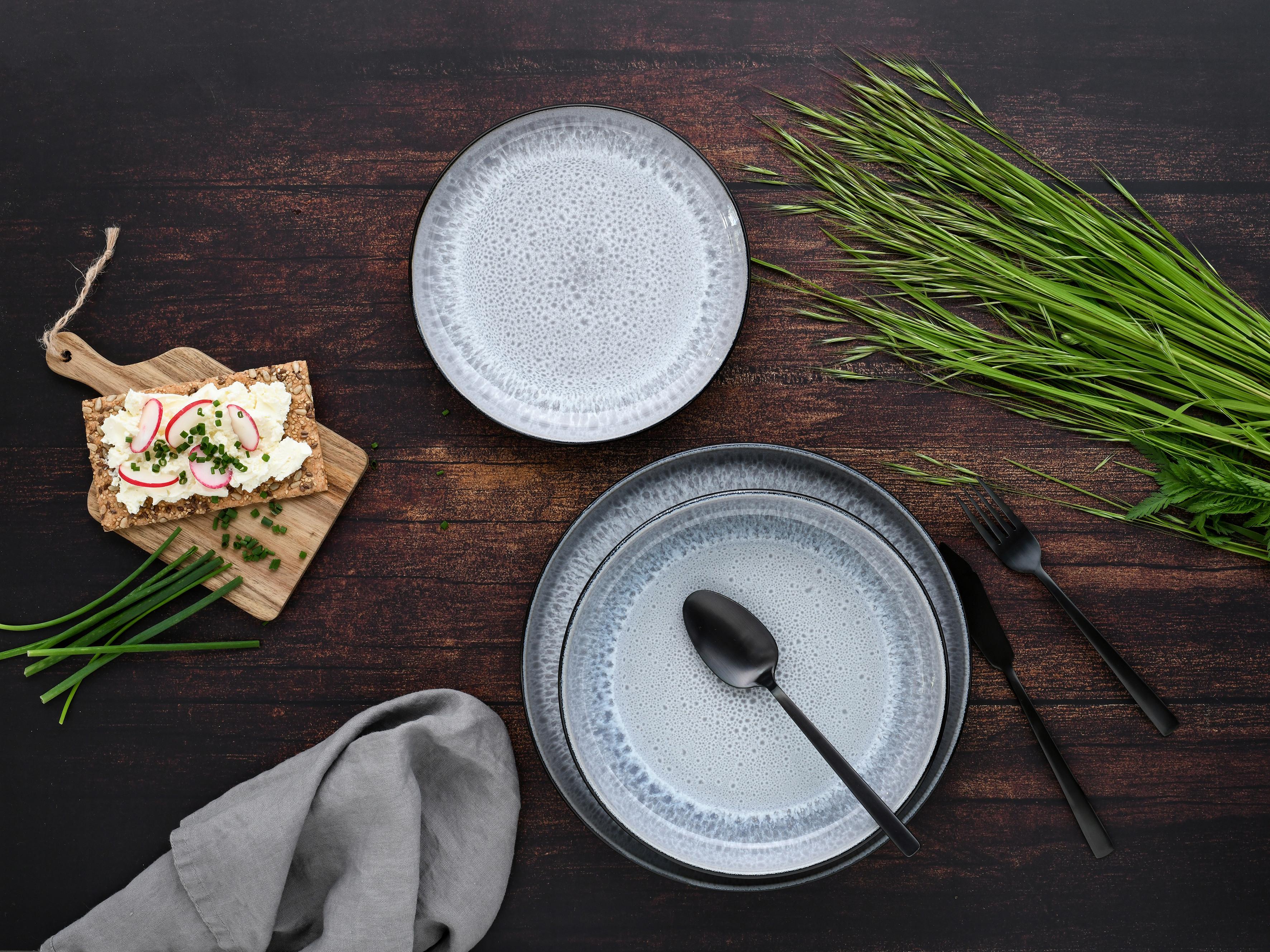 Jedálenský servis 18-dielny - svetlosivá, Trend, keramika - Creatable
