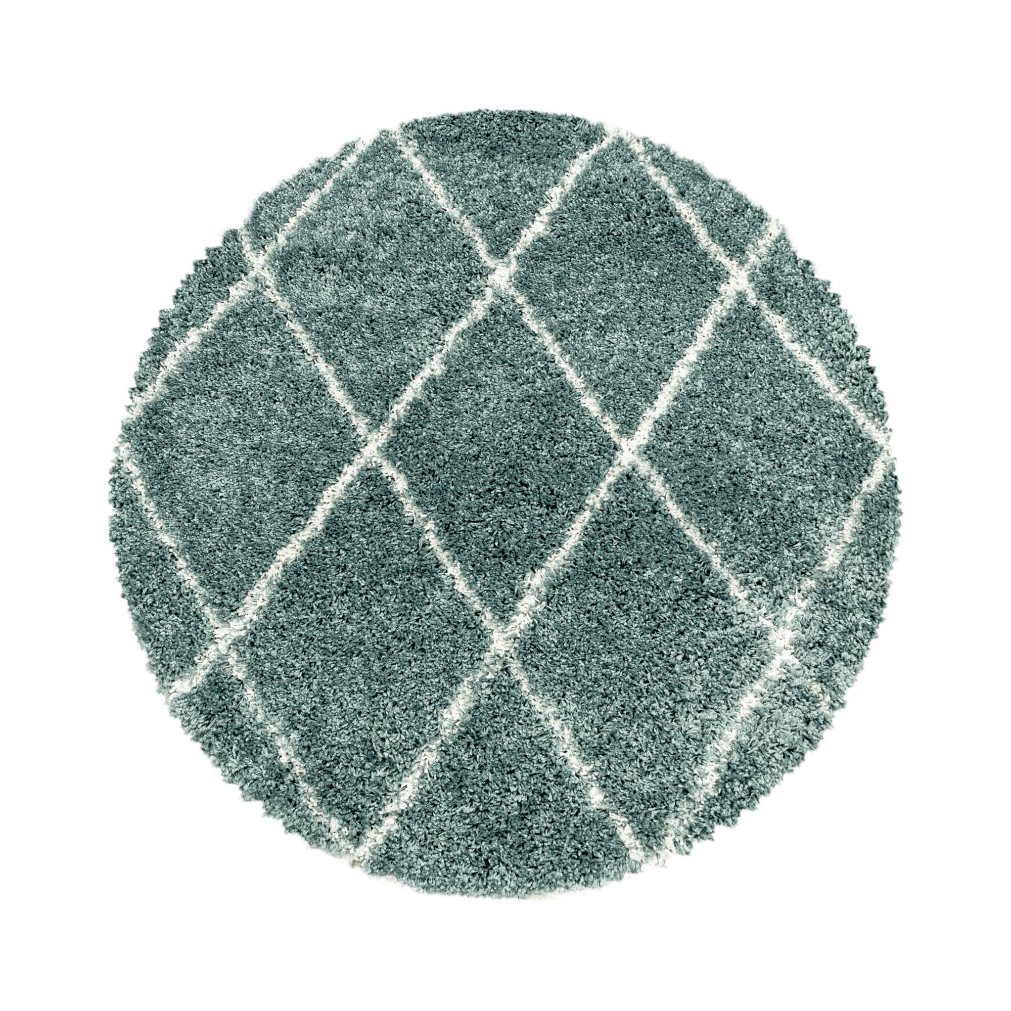 Hochflor Teppich Blau Alvor Rund ⌀ 200 Cm