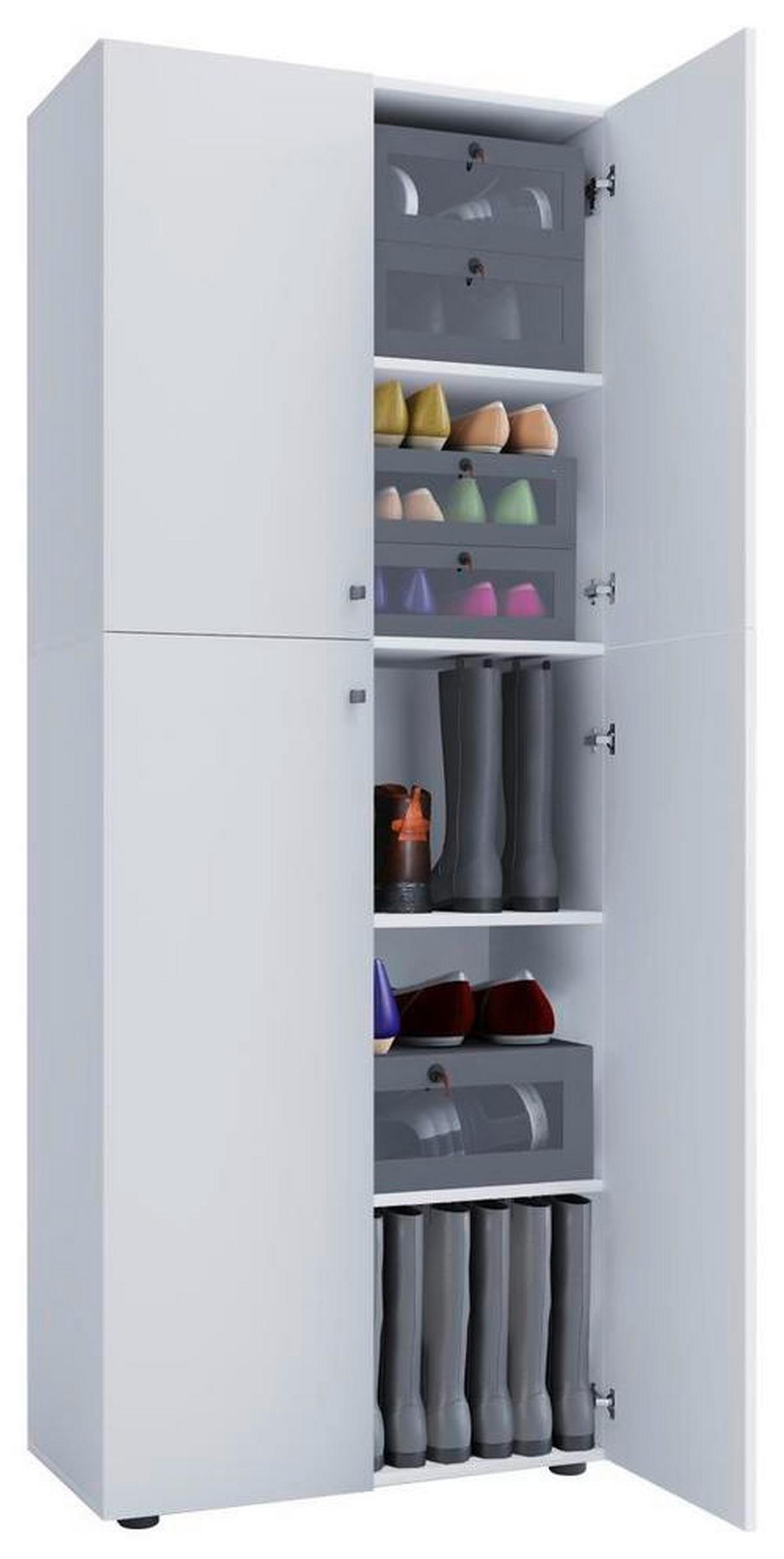 Skříň na boty LONA š: 70cm bílá - bílá/černá, Konvenční, kompozitní dřevo/plast (70/182/37cm) - MID.YOU
