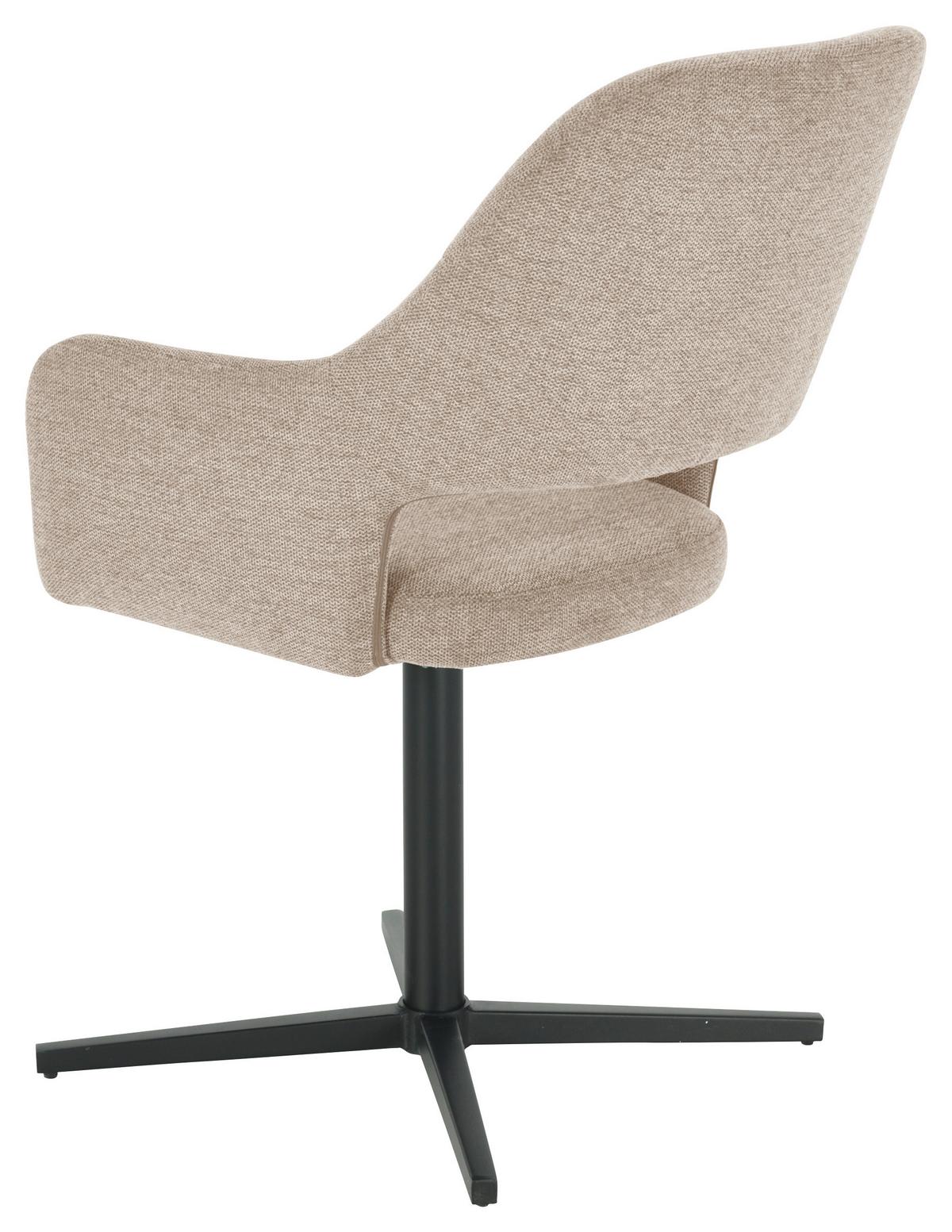 Armlehnstuhl Alexis Leinenoptik Taupe, B: 56 cm - Taupe/Schwarz, MODERN, Holz/Textil (56/86/63cm) - MID.YOU