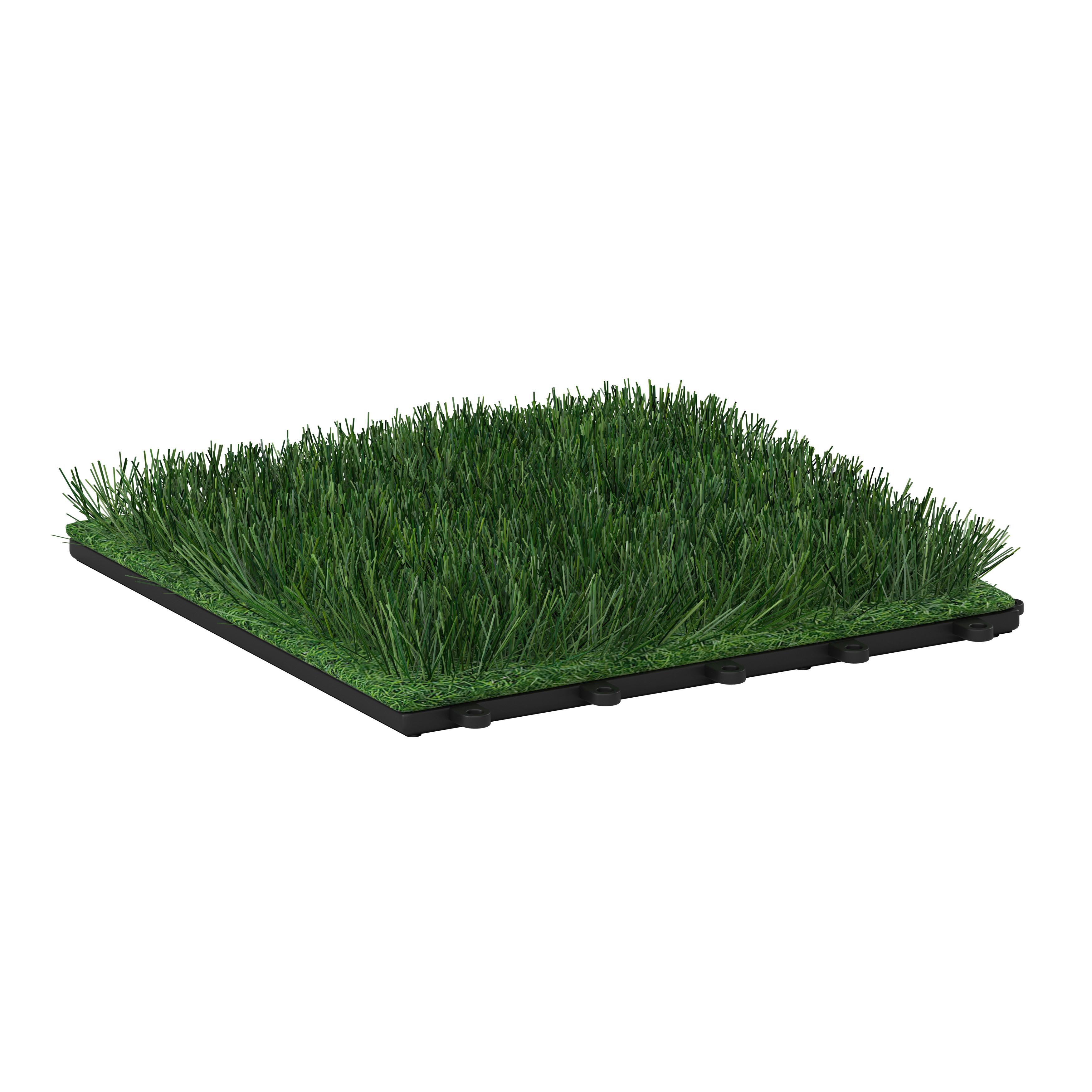Terrassenfliese Gras 10er-Set Je ca. 30x30 cm - Schwarz/Grün, MODERN, Kunststoff (30/30/2,4cm) - Beldano