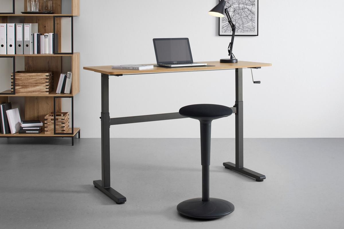 Písaci stôl CARMELO I - čierna/farba duba, Modern, kov/kompozitné drevo (140/70-117/60cm) - Mömax