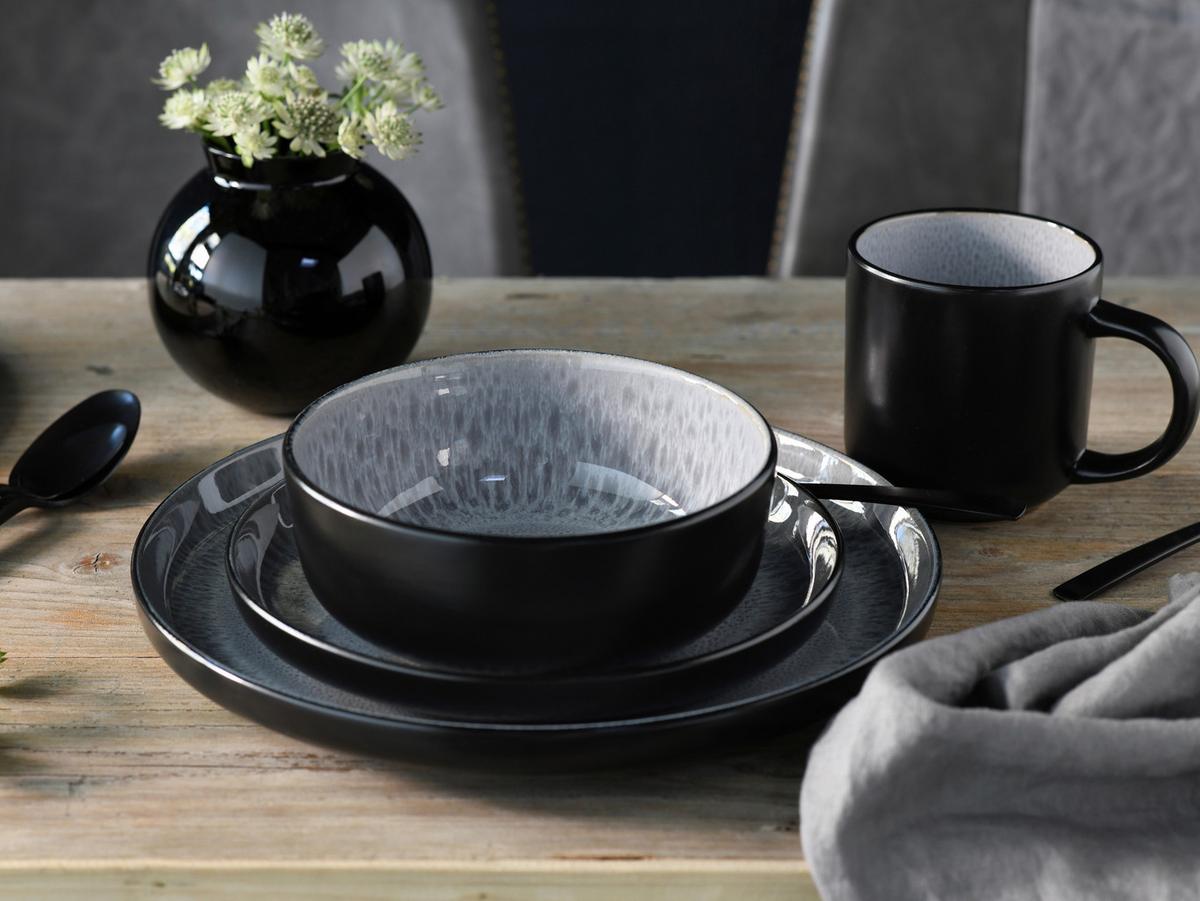 Kombiservice Nordic Fjord Schwarz, Hellgrau L: 38 Cm - Hellgrau/Schwarz, Basics, Keramik (38/31/38cm) - Creatable