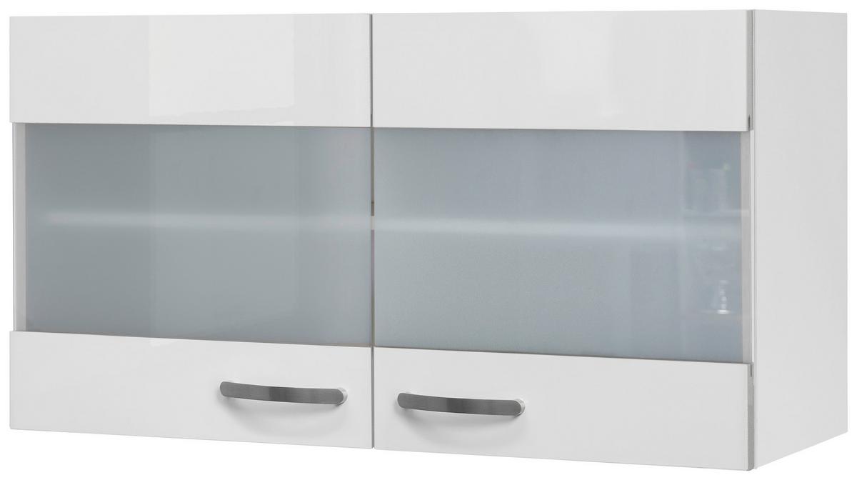 Felsőszekrény Alba - magasfényű fehér/fehér, Modern, faalapú anyag (100/54,8/32cm)