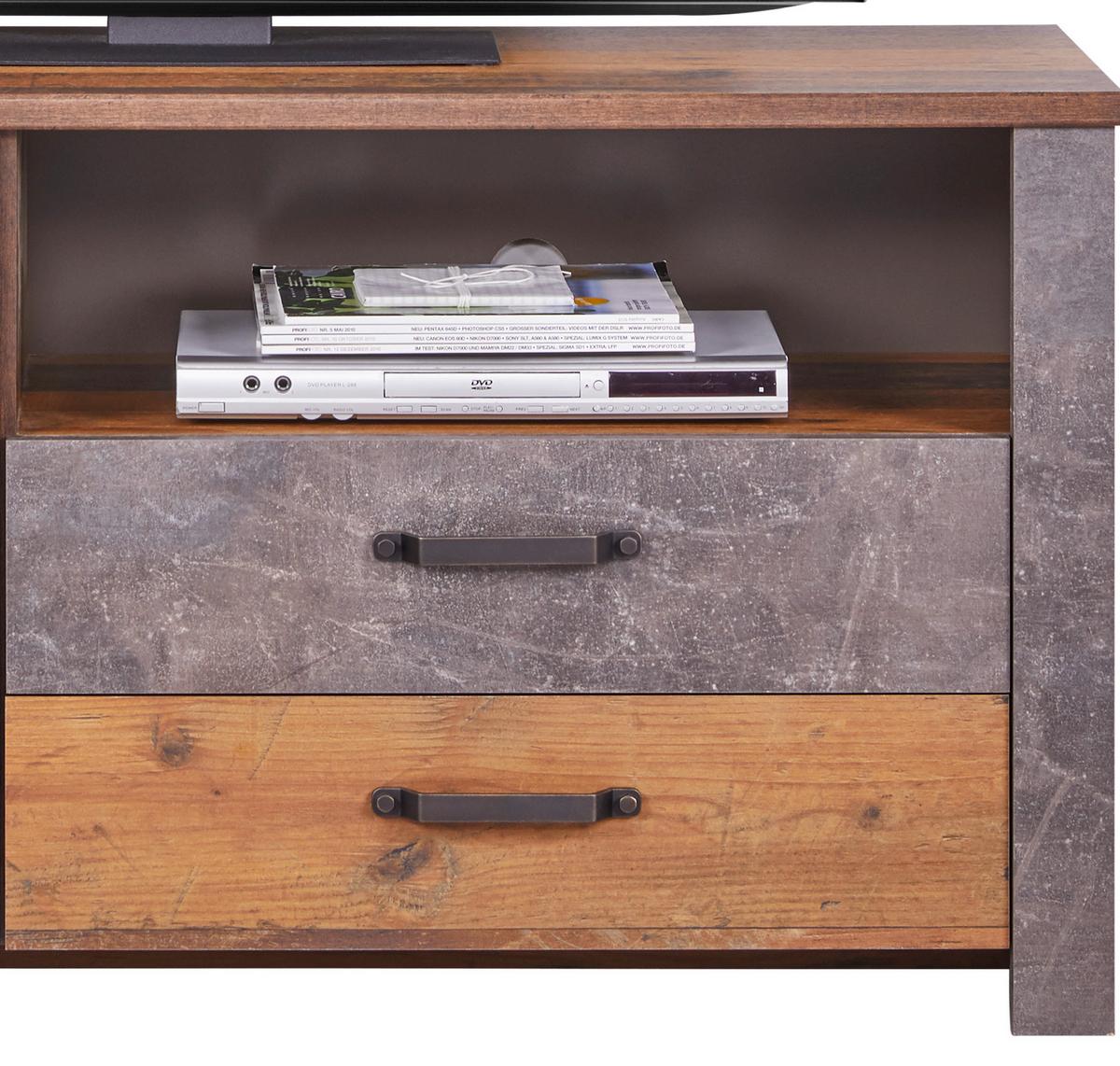 Tv-lowboard Ontario B: 131 Cm Eiche Dekor/betonoptik - Dunkelgrau/Eichefarben, Trend, Holzwerkstoff (131/67,7/41,5cm) - Ondega