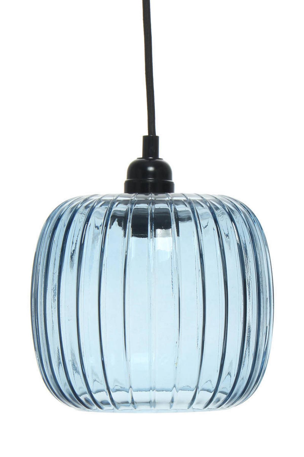 Hängeleuchte Claudia H: 24 Cm 1-Flammig Blauer Glasschirm - Blau, Trend, Glas (18/24/18cm) - Kayoom