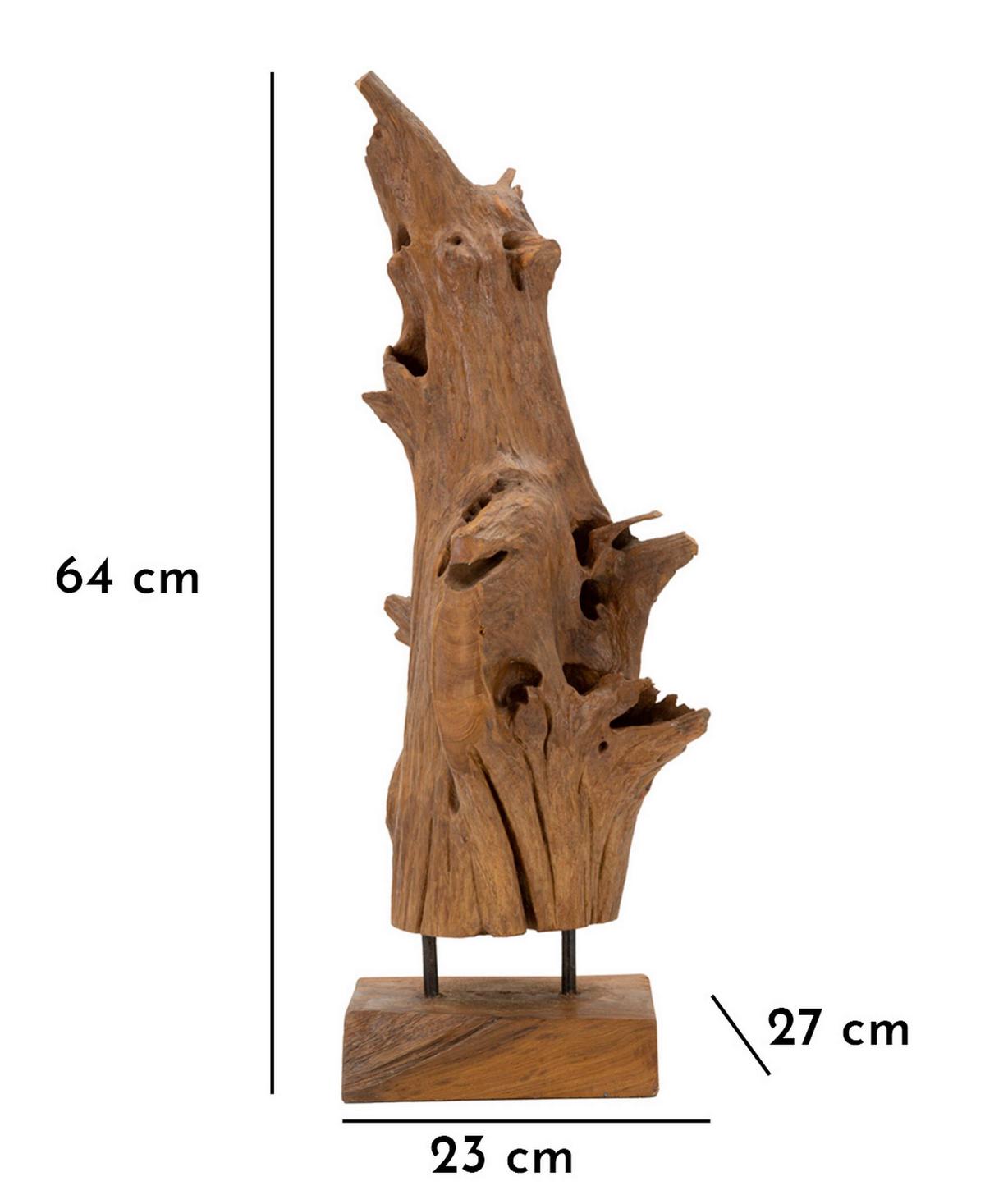 Skulptur Akar Teak, Braun B: 23 cm - Braun, Basics, Holz (23/64/27cm)