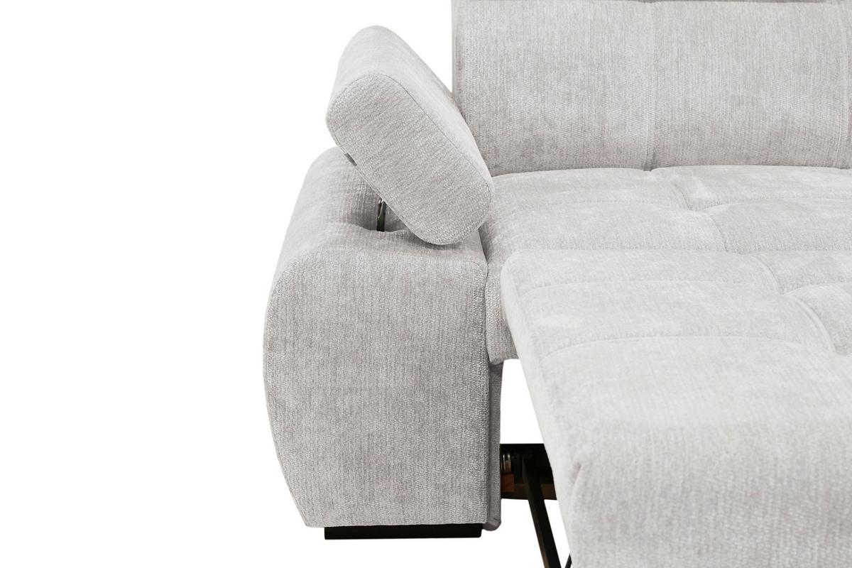 Rohová sedačka VEGAS, pravá, světle šedá žinylka - černá/světle šedá, Design, dřevo/textil (294/173cm)