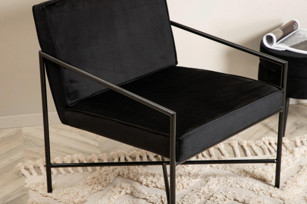 Sessel Rakel - Schwarz, Design, Textil/Metall (66/78/65cm) - Livetastic