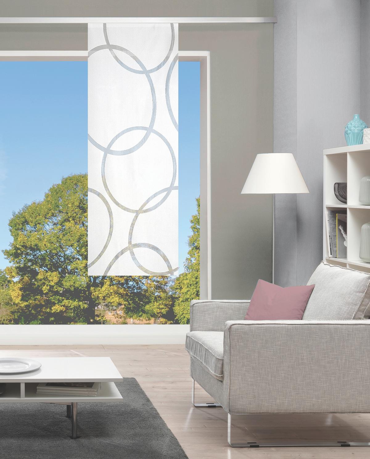 Flächenvorhang Pinale Weiß B: 57 cm - Weiß, Basics, Textil (57/175cm)