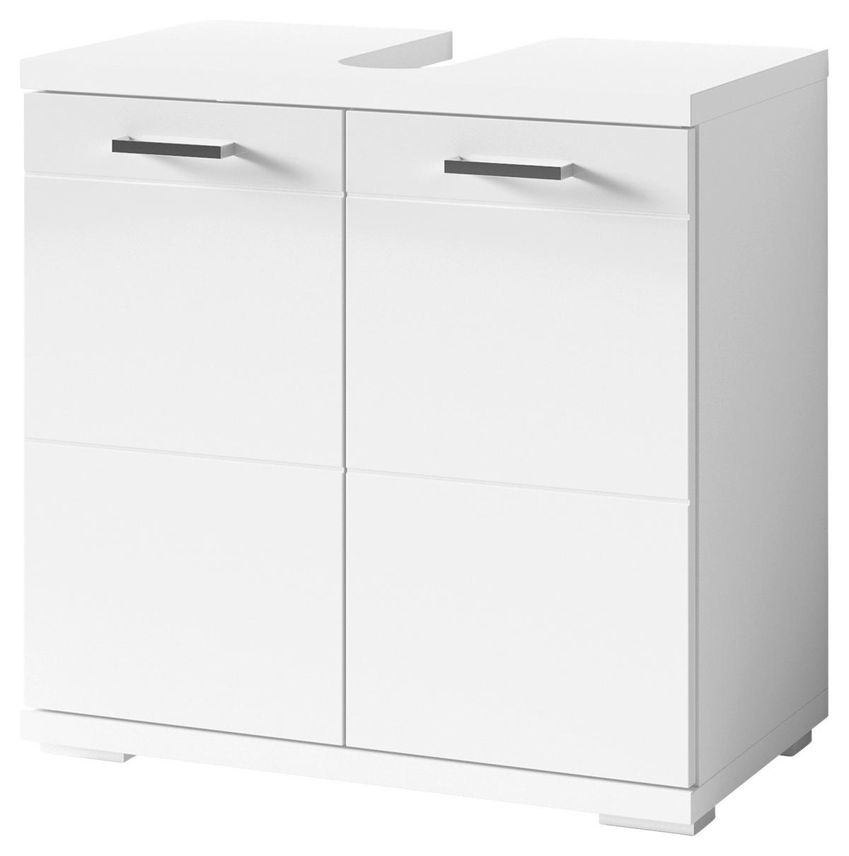 Waschbeckenunterschrank Nebraska B: 60 Cm Weiß - Chromfarben/Weiß Hochglanz, MODERN, Holzwerkstoff (60/59/31,5cm) - MID.YOU