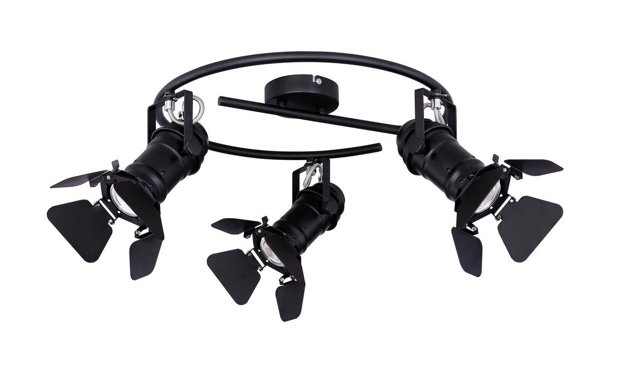 Strahler 3-Flammig verstellbar Ø 40 cm - Schwarz, Basics, Metall (40/26,5cm) - Globo