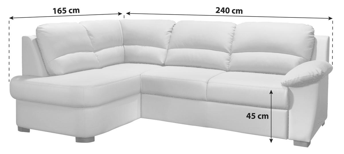 Ecksofa Schlaffunktion Danilo M. Bettkasten Beige Lederlook - Beige/Schwarz, KONVENTIONELL, Textil (240/45/165cm) - MID.YOU