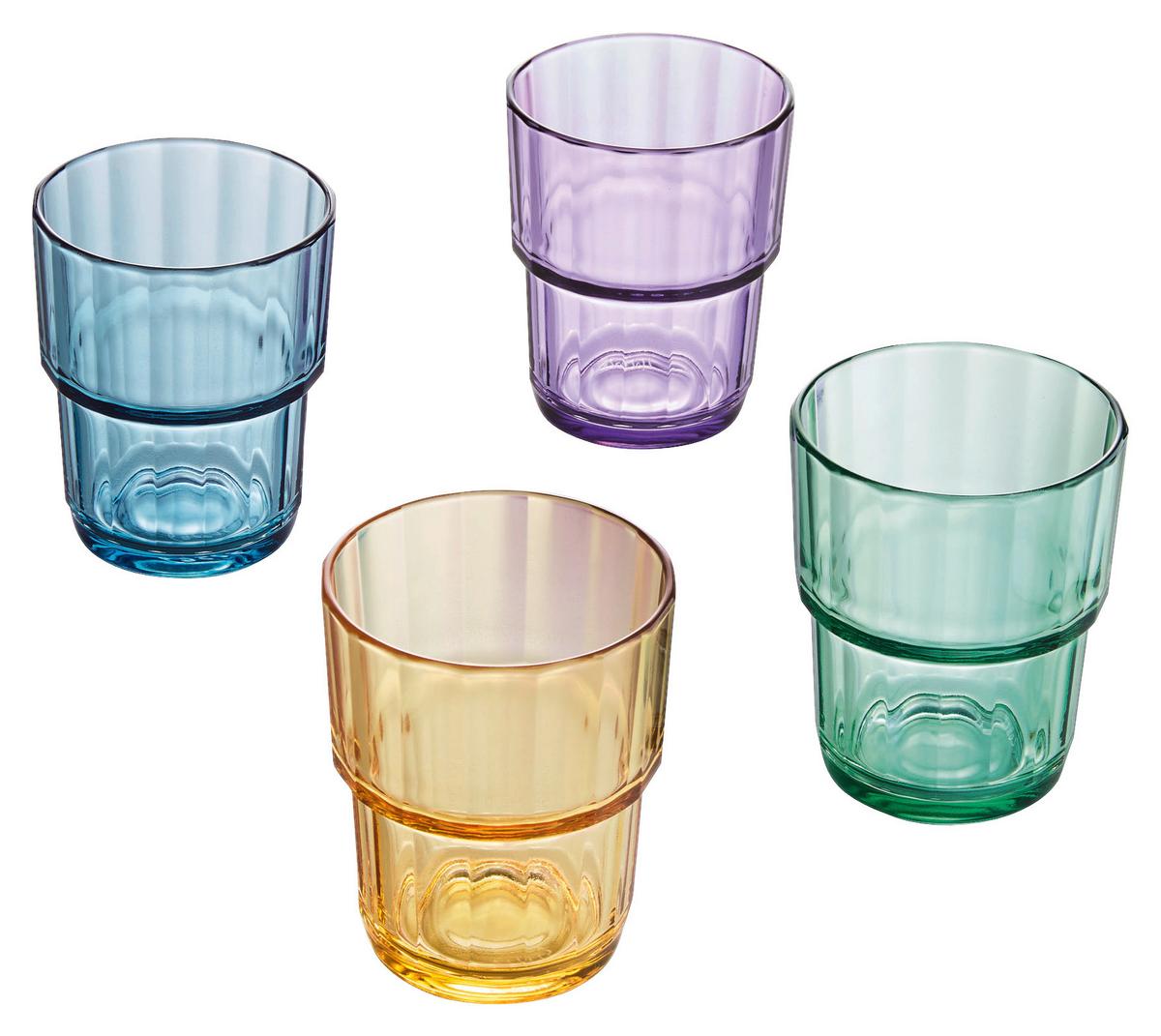 Trinkglas Noelle - Pastellblau/Salbeigrün, Design, Glas (7,7/9,1cm)