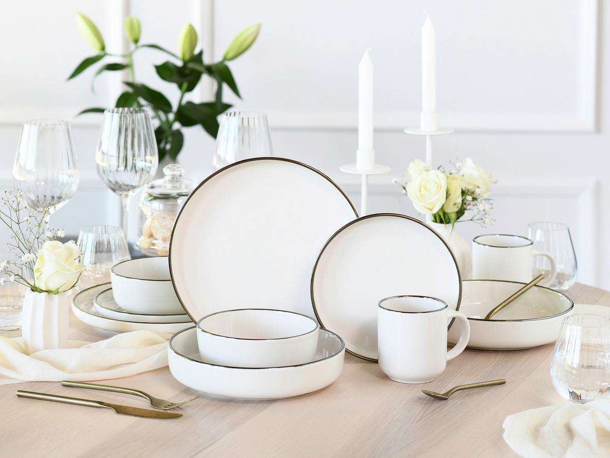 KOMBINOVANÁ SOUPRAVA NORDIC FESTIVE CREME - krémová/barvy zlata, Basics, keramika - Creatable