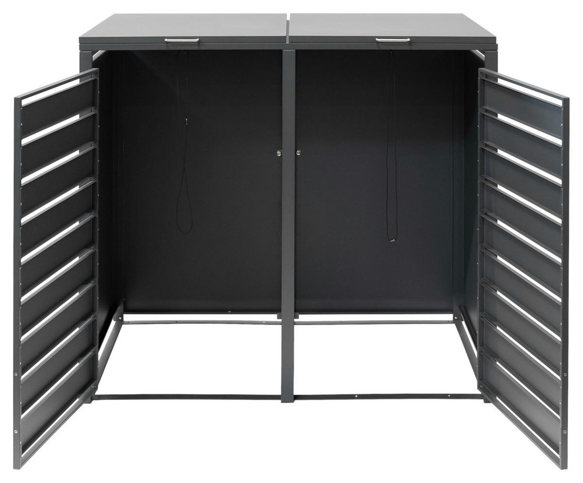 Mülltonnenbox Mülltonnenbox 2-Fach 240 Liter - Anthrazit/Naturfarben, Basics, Metall (80/116/132cm)