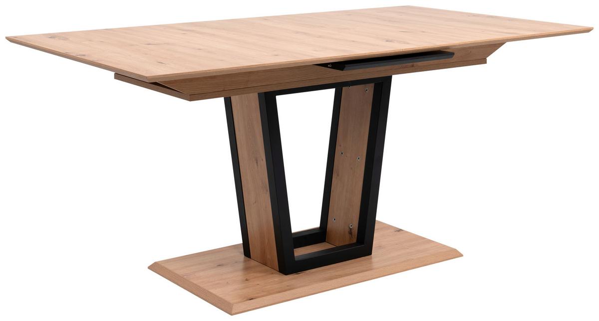 Esstisch Soria Schwarz/ Eiche Artisan D. L: 160-200cm - Schwarz/Eiche Artisan, MODERN, Holzwerkstoff/Metall (160-200/90/76cm) - MID.YOU