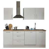 Kuchyňský blok TURIN bez spotřebičů, šířka 220 cm - bílá/barvy chromu, Trend, kov/kompozitní dřevo (220cm) - MID.YOU