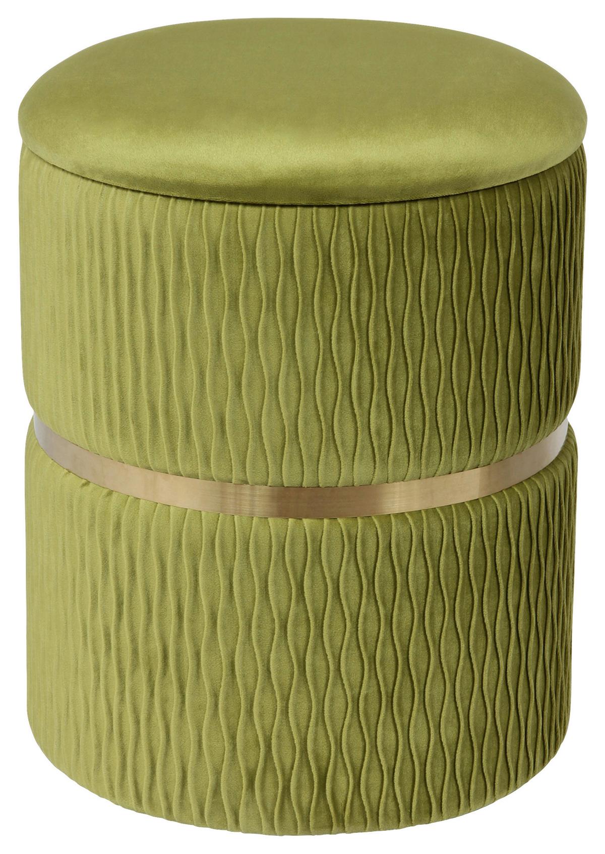 Sada taburetiek ZORA - zlatá/svetlozelená, Design, kov/textil (31,5/36/38/44/31,5/36cm)