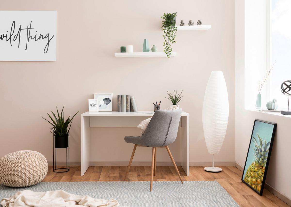 Schreibtisch L: 130cm H: 75cm Image Weiß - Weiß, KONVENTIONELL, Holzwerkstoff (130/54/75cm) - MID.YOU