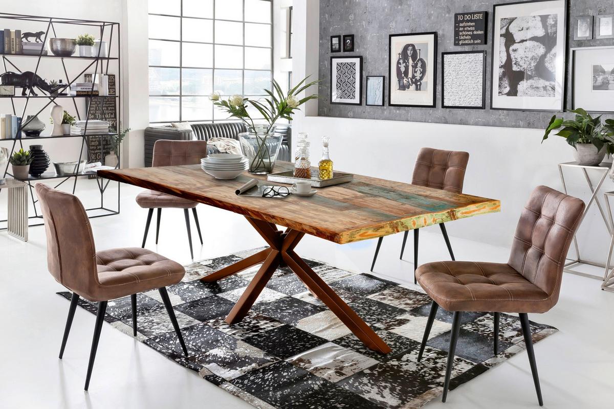 ESSTISCH Braun/Multicolor L: 220cm - Multicolor/Braun, MODERN, Holz/Metall (220/100/76cm) - MID.YOU
