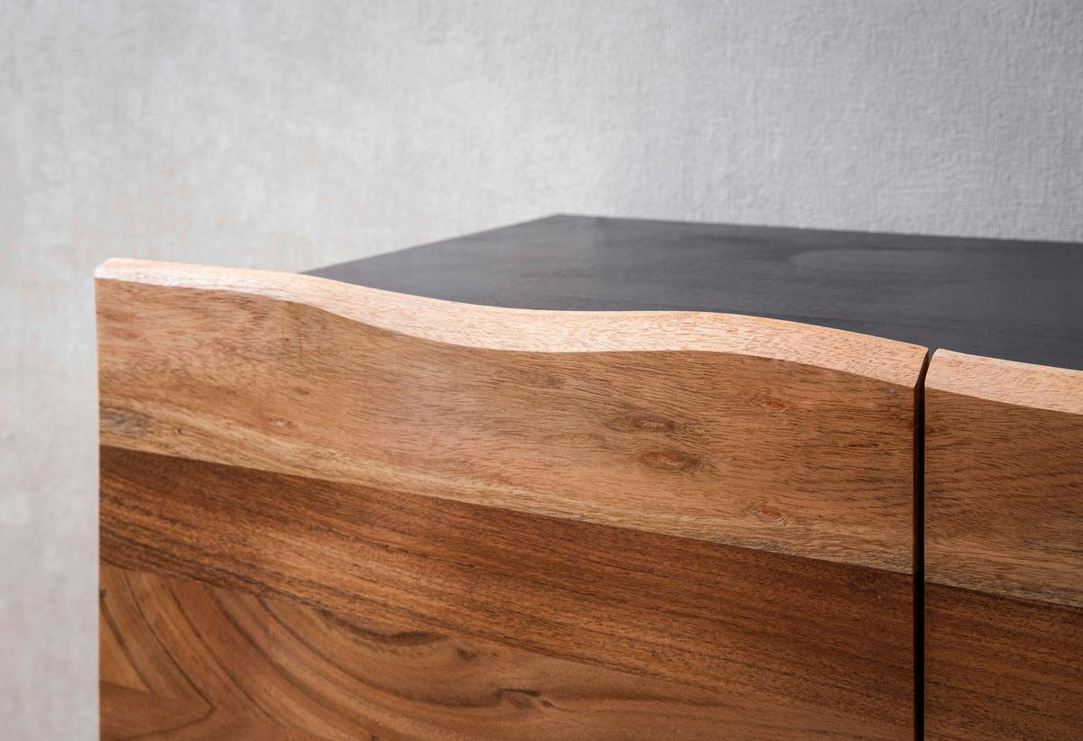 Sideboard Schwarz, Akaziefarben B: 180cm - Schwarz/Akaziefarben, Design, Holz (180/75/45cm) - MID.YOU