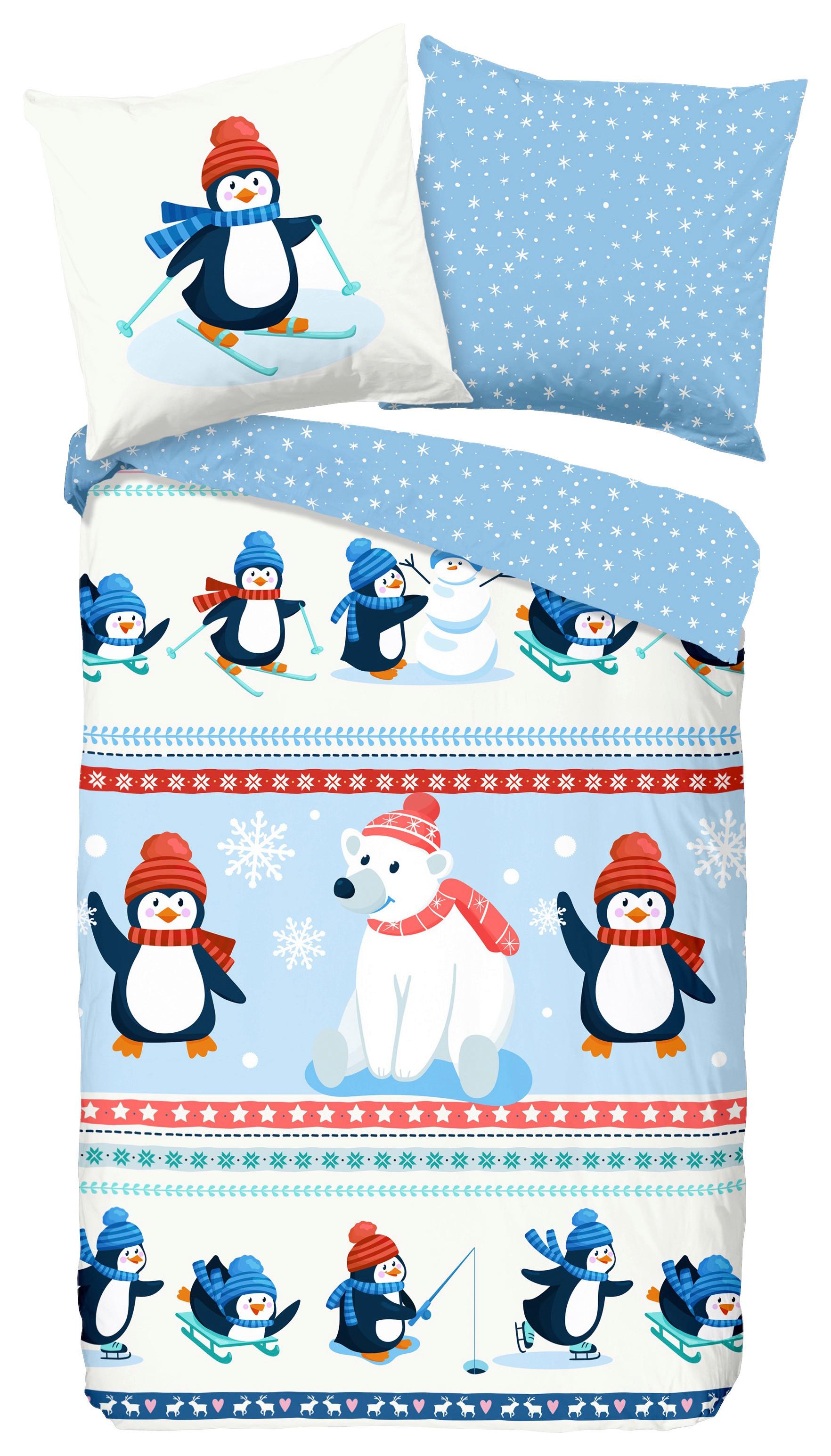 Kinderbettwäsche Penguins Multicolor 135x200 cm - Multicolor, Design, Textil (135/200cm)