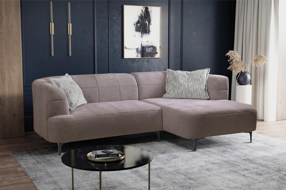 Ecksofa Lou Taupe/Schwarz, 247 cm - Taupe/Schwarz, Design, Textil (247/158cm) - MID.YOU