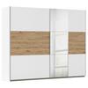 Schwebetürenschrank Mit Spiegel 261cm, Weiß/Eiche - Klar/Weiß, KONVENTIONELL, Holzwerkstoff (261/210/59cm)