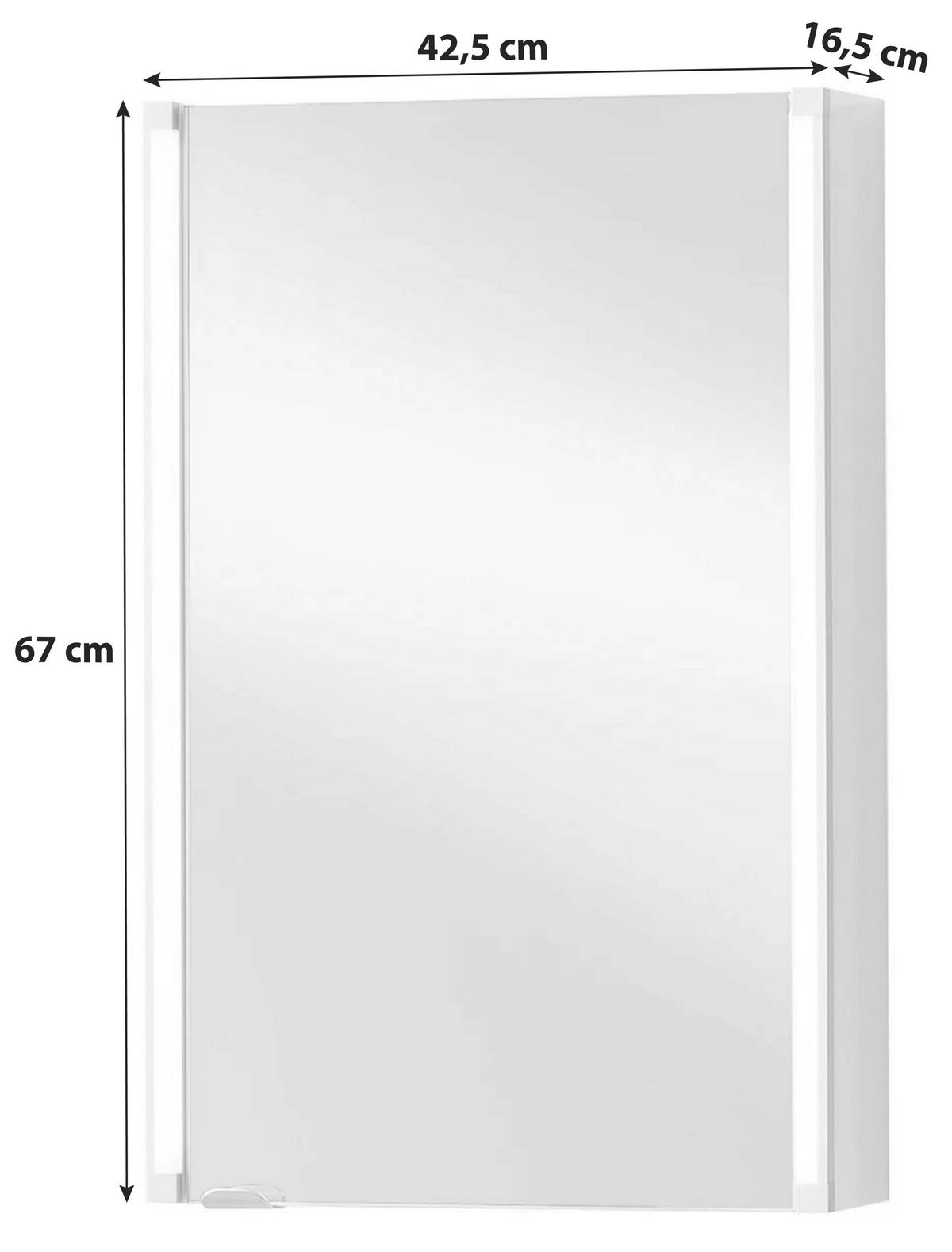 Spiegelschrank Led-line Bxhxt: 42,5x67x16,5 Cm Weiß - Weiß, MODERN, Glas/Holzwerkstoff (42,5/67/16,5cm) - MID.YOU