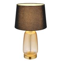 Tischleuchte 24142s - Klar/Messingfarben, KONVENTIONELL, Glas/Textil (30/52cm) - Globo