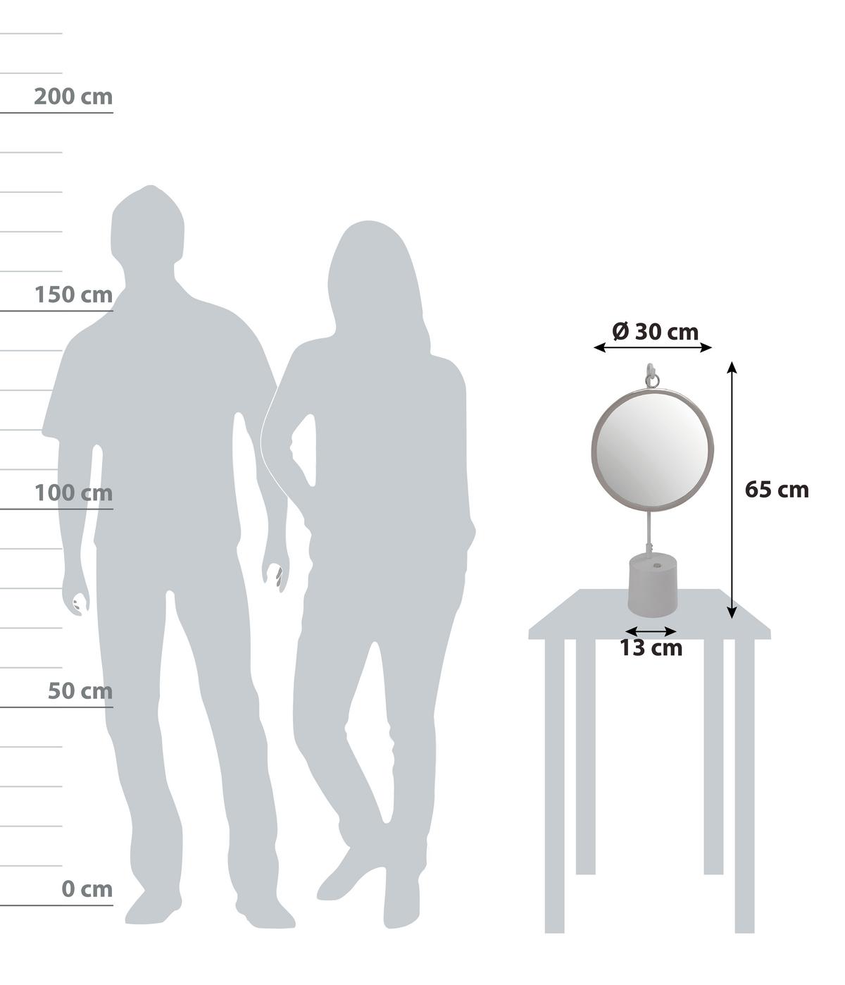 Tischspiegel Eleganca H: 65 Cm Metallrahmen Silberfarben/weiß - Silberfarben/Weiß, LIFESTYLE, Glas/Metall (30/65/13cm) - Kayoom