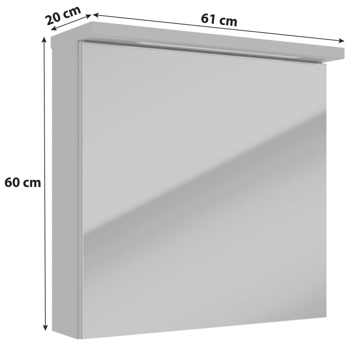 Spiegelschrank Rima Mit Led 1 Tür BxHxT: 61x60x20 cm - Weiß, Basics, Glas/Holzwerkstoff (61/60/20cm) - MID.YOU