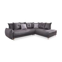 Rozkladacia rohová sedačka LUKAS tmavosivá - svetlosivá/farba borovice, Basics, drevo/textil (235/190cm) - MID.YOU