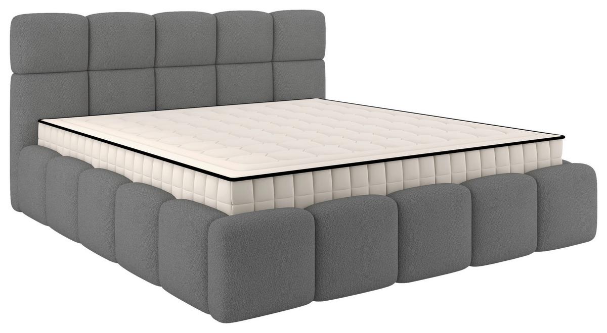 Polsterbett Cloudy Mit Matratze Grau, Lf: 180x200 Cm - Grau, Trend, Holz/Holzwerkstoff (180/200cm) - Luca Bessoni