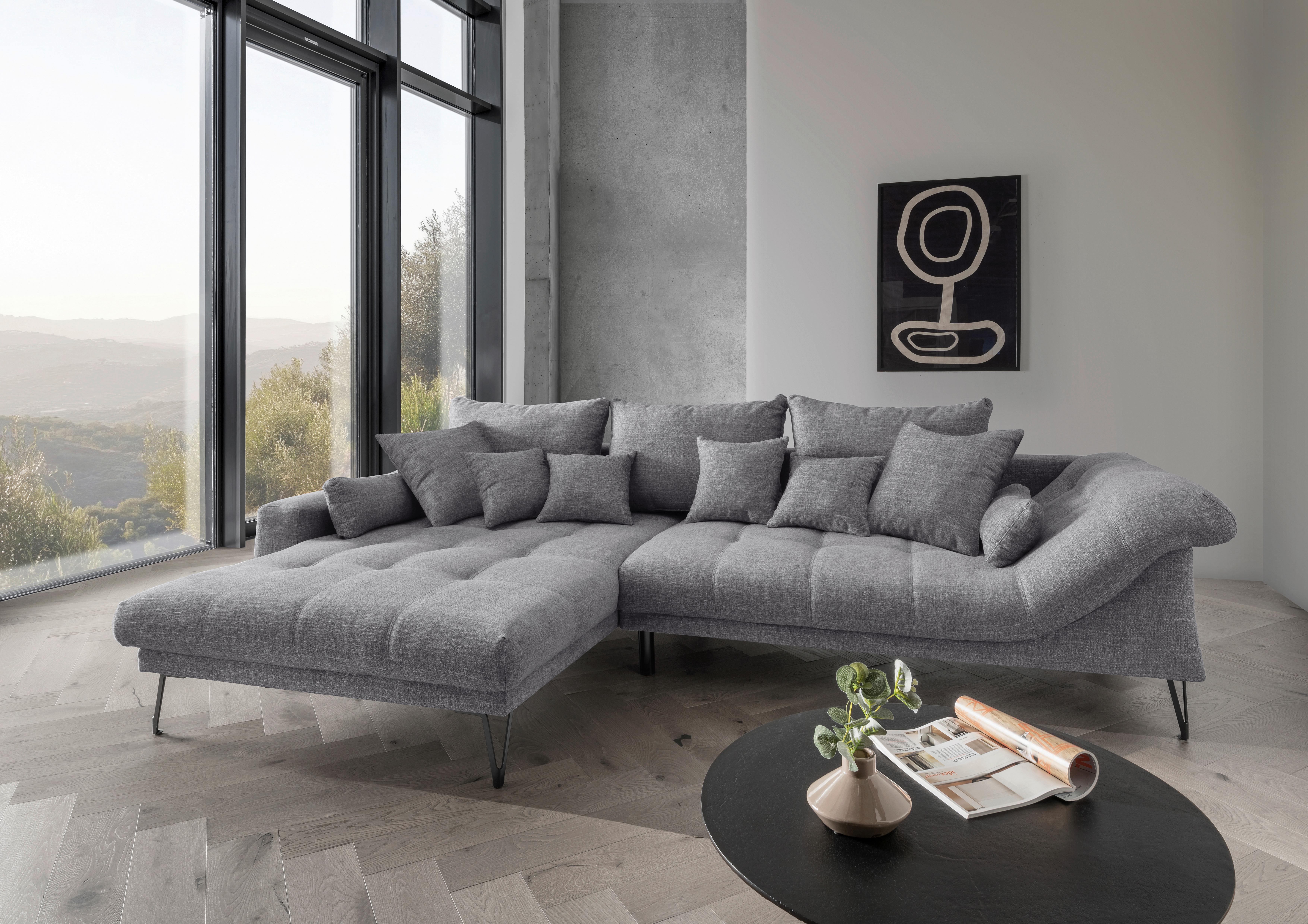 Ecksofa Garda, Grau S: 192x310 Cm - Schwarz/Grau, KONVENTIONELL, Textil (192/310cm) - Livetastic