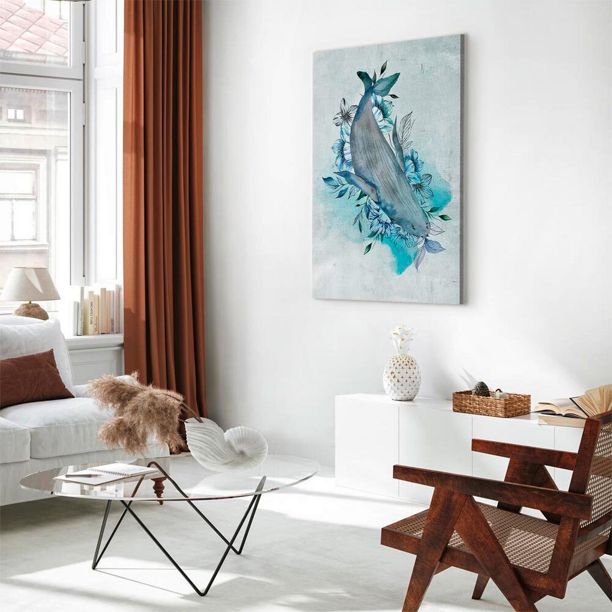 Leinwandbild Pastellblau Grauweiß B: 80 cm - Pastellblau/Grauweiß, Basics, Holz/Textil (80/120/1,2cm) - artgeist