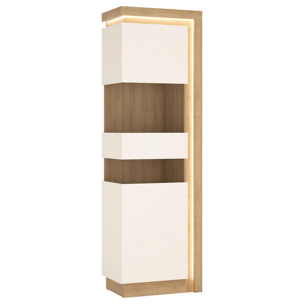 Vitrine Lyon Hell Weiß/Eichefarben B: 60 cm