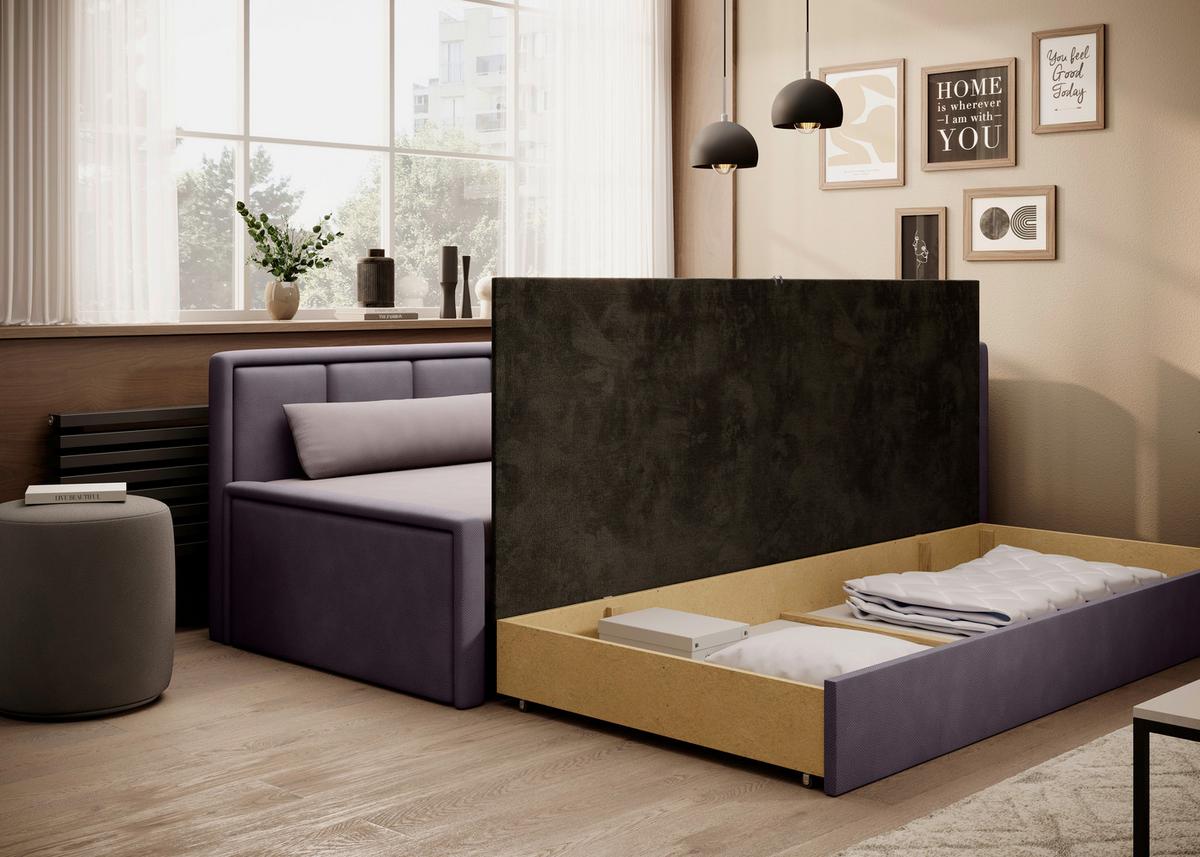 Récamiere Fulgeo Rechts Lila, Rosa, B: 214 Cm - Lila/Schwarz, Design, Textil (214/77/82cm) - MID.YOU