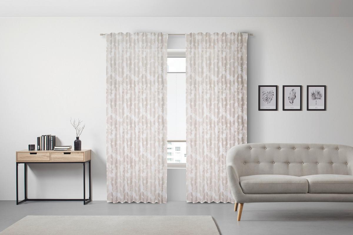 Hotový závěs JANNIKA - béžová, Romantický / Rustikální, plast (140/245cm) - Bessagi Home