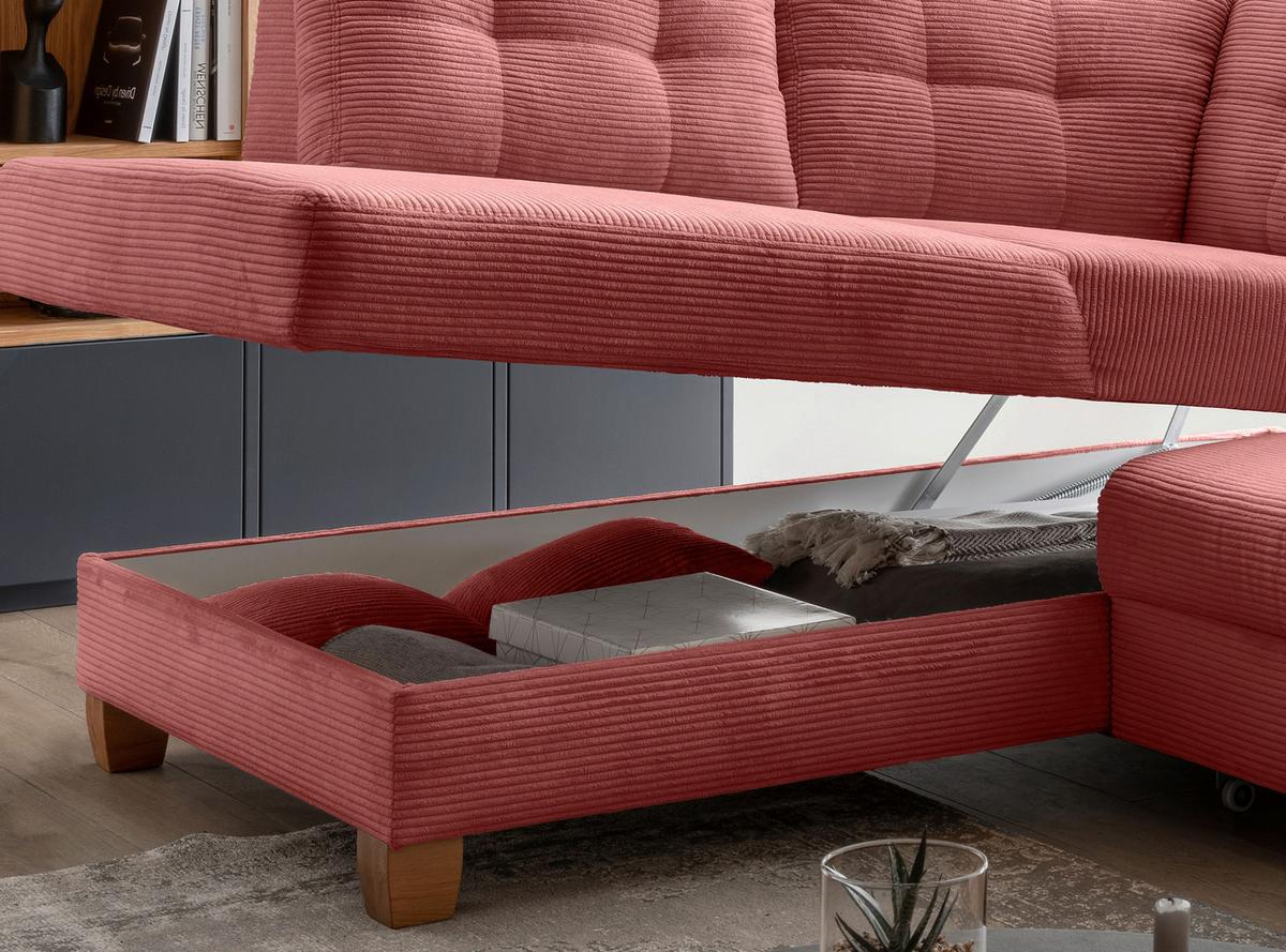 Ecksofa Brizzini Koralle S: 206x274 Cm - Koralle/Naturfarben, MODERN, Textil (206/274cm) - Livetastic