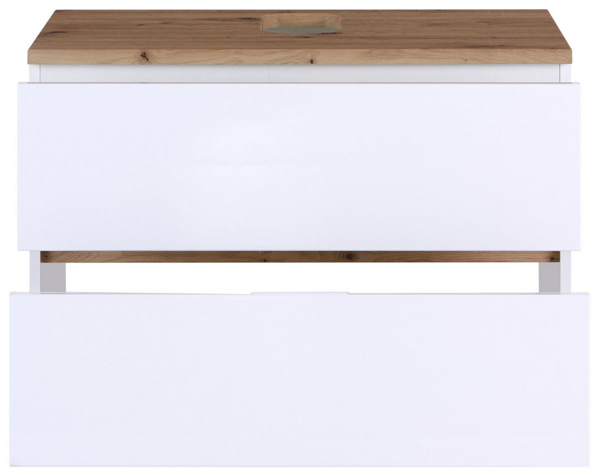 Waschbecken mit Unterschrank Marbella B: 80 cm Weiß - Weiß, MODERN, Keramik/Holzwerkstoff (80/64,5/47cm)