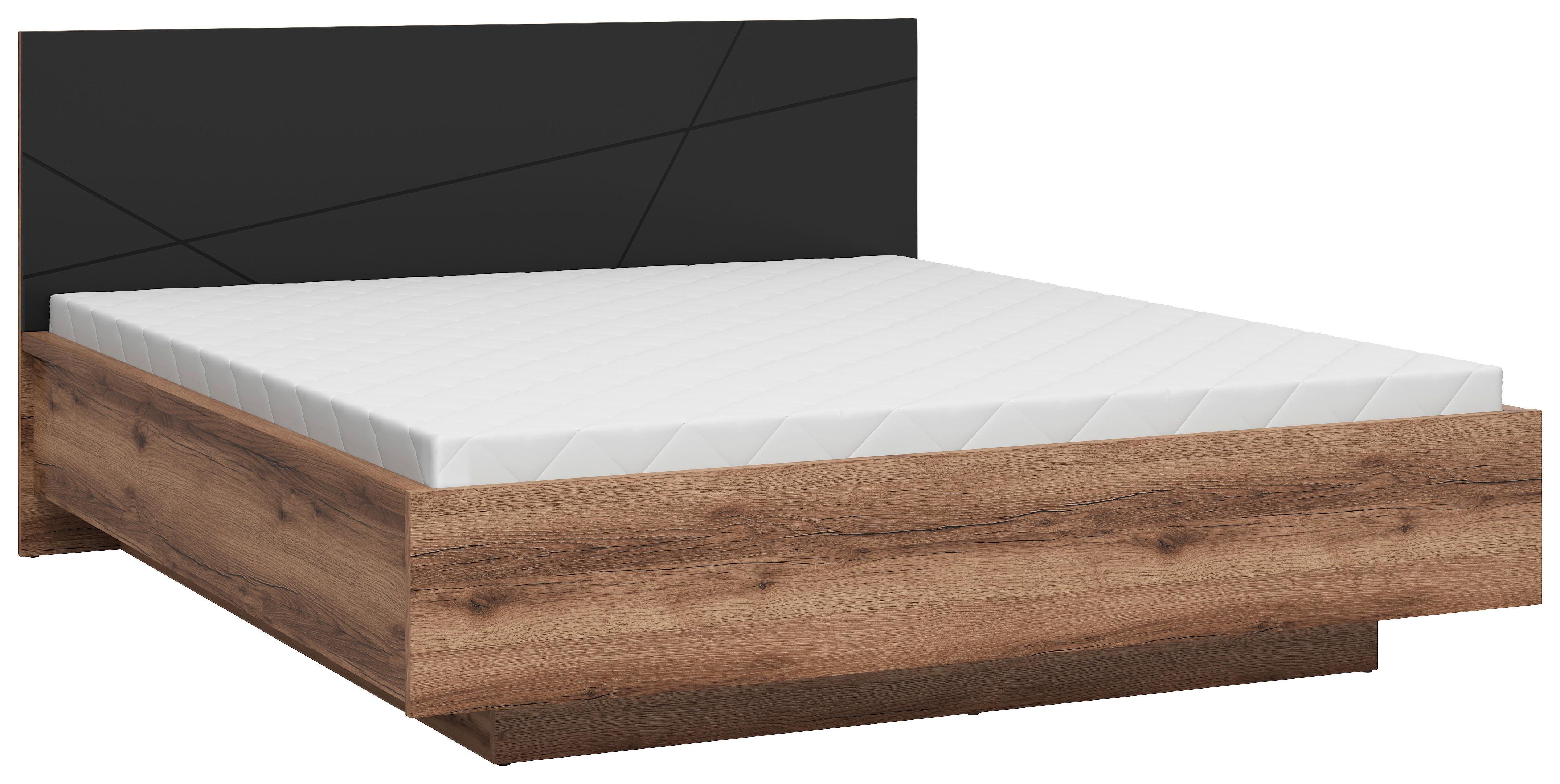 Bett Forn 180x200 cm Schwarz, Eichefarben - Eichefarben/Schwarz, MODERN, Holzwerkstoff (180/200cm) - MID.YOU