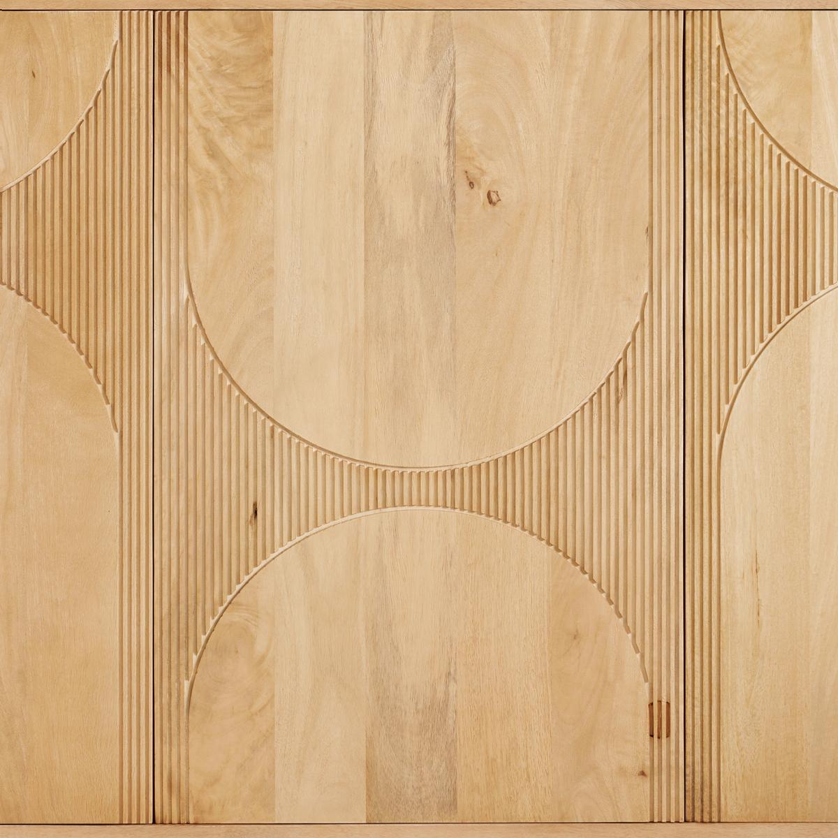 Široká komoda Curve, mangové dřevo, š: 150cm - barvy dubu, Moderní, dřevo (150/100/45cm) - Zandiara