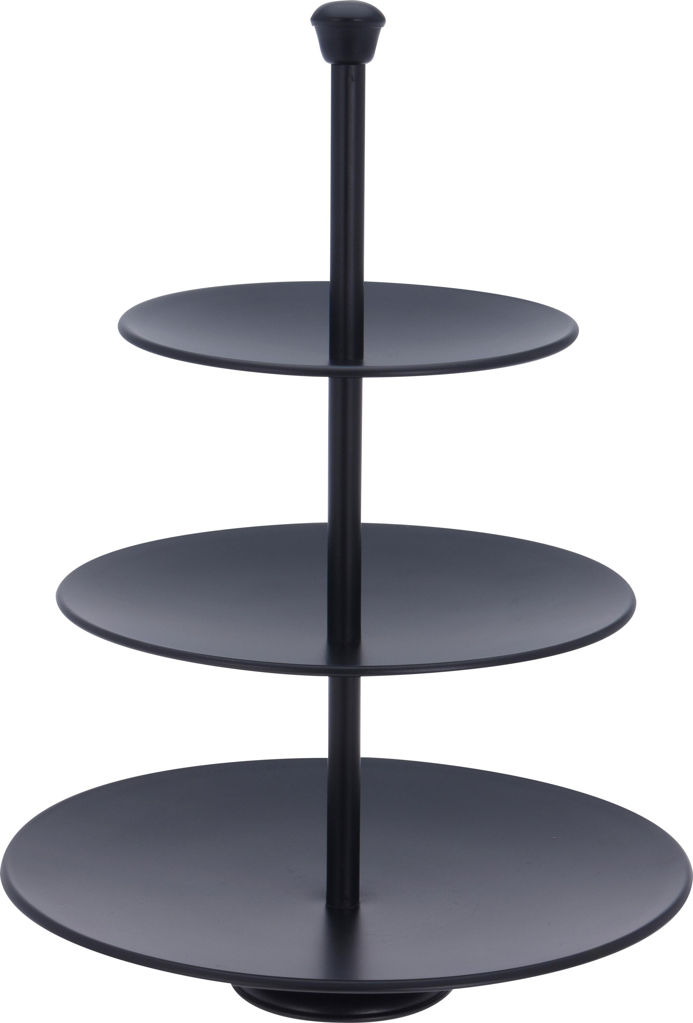 Etagere rund Edelstahl H: 36,5 cm Schwarz - Schwarz, Basics, Metall (36,5cm)