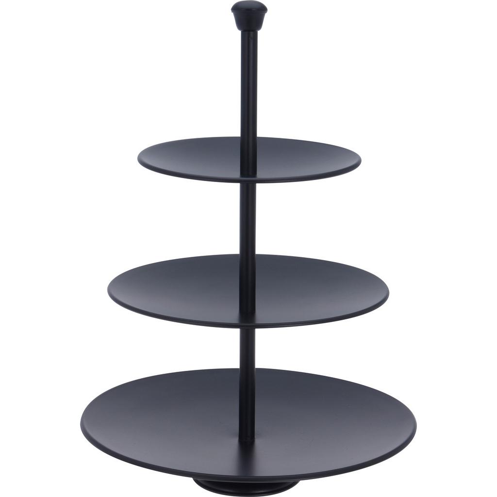 Etagere rund Edelstahl H: 36,5 cm Schwarz