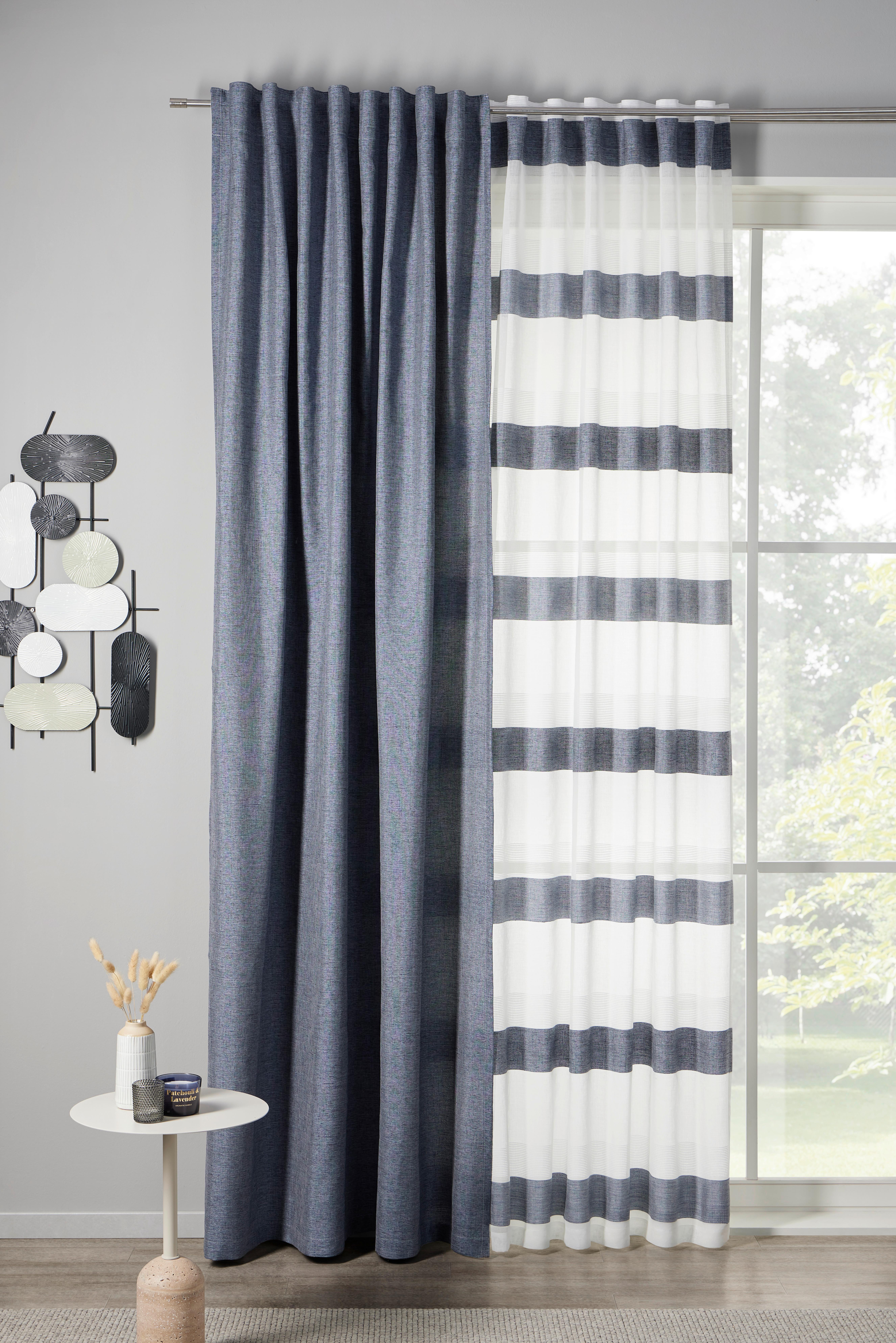 Fertigvorhang Susanne - Blau, MODERN, Textil (135/245cm) - Luca Bessoni