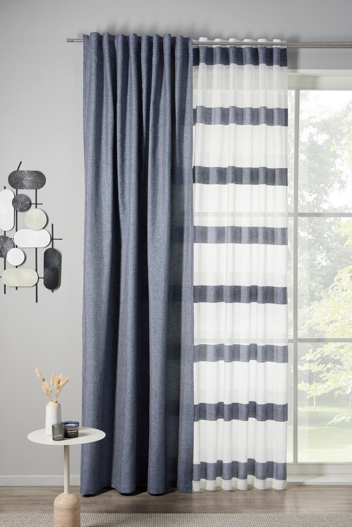 Fertigvorhang Susanne - Blau, MODERN, Textil (135/245cm) - Luca Bessoni