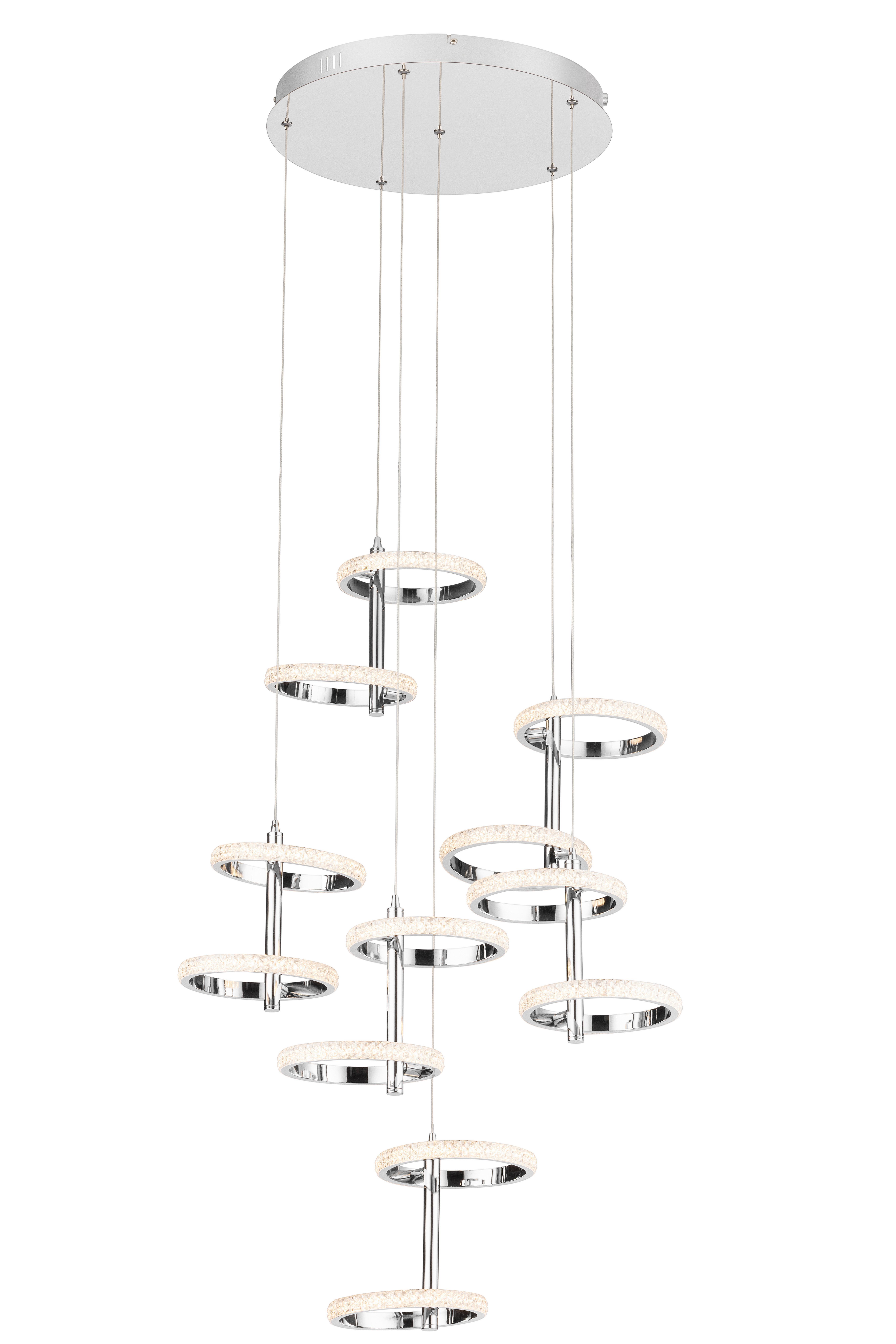 LED-HÄNGELEUCHTE RONG - Chromfarben, MODERN, Kunststoff/Metall (60/60/120cm)