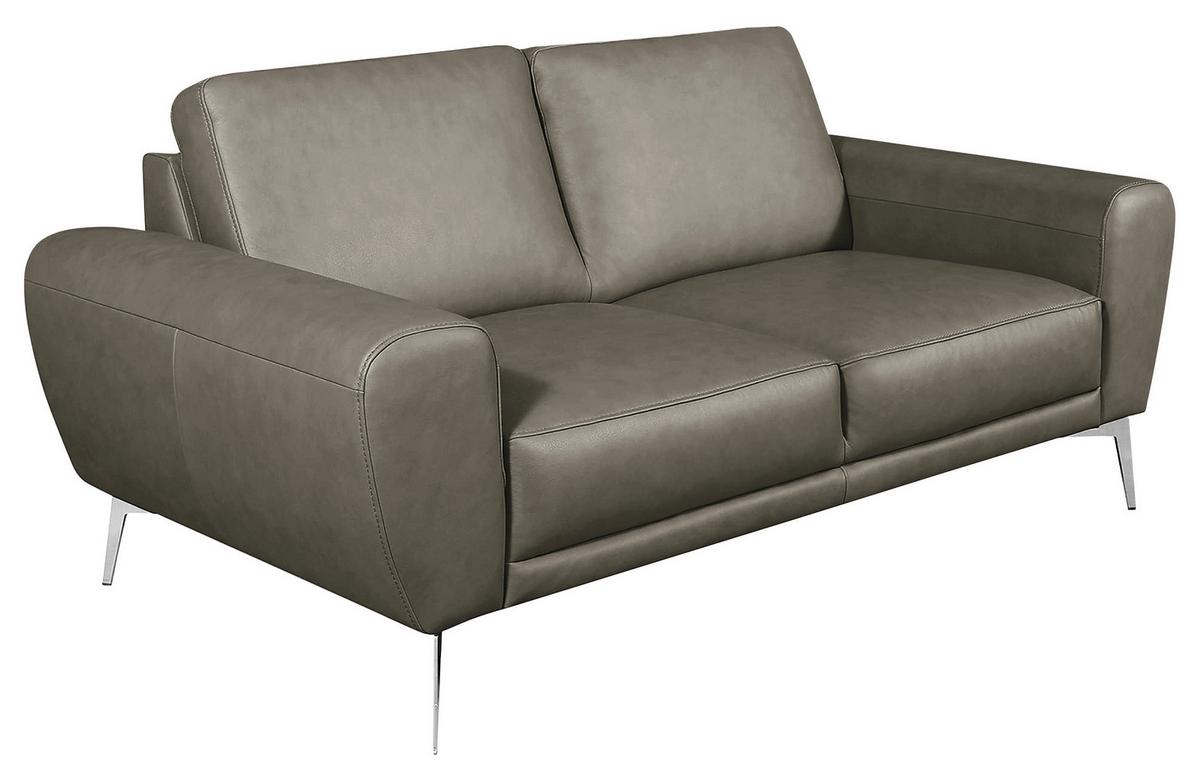 2-Sitzer-Sofa Spring Schwarz Chrom B: 177 cm - Chromfarben/Grau, Design, Leder (177/85/92cm) - Livetastic